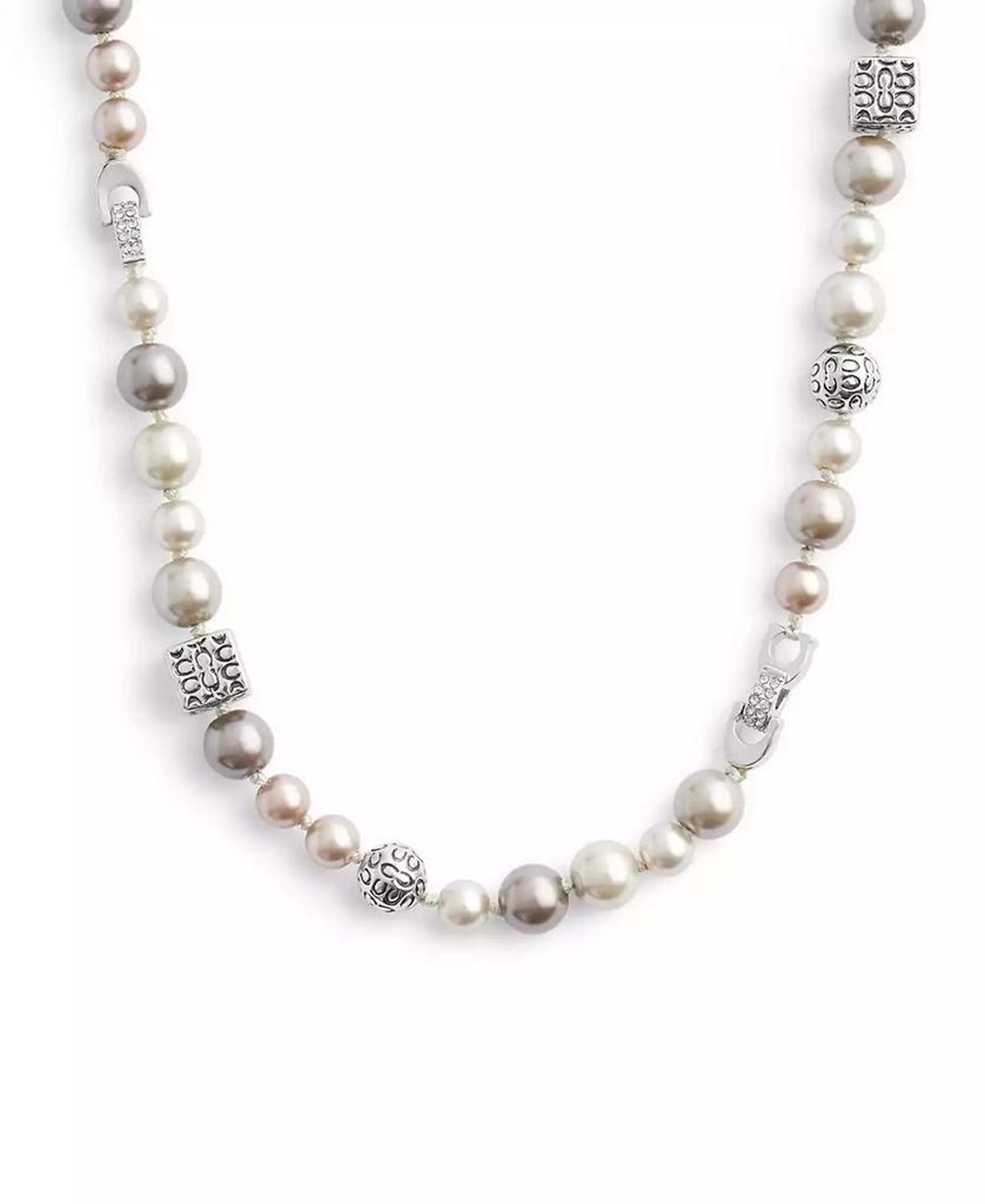 Faux Stone Signature Mixed Cultivated Pearl Collar Necklace