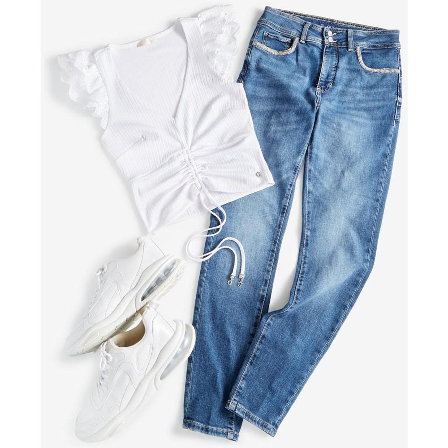 Women's Rhinestone Trimmed Skinny Ankle Jeans