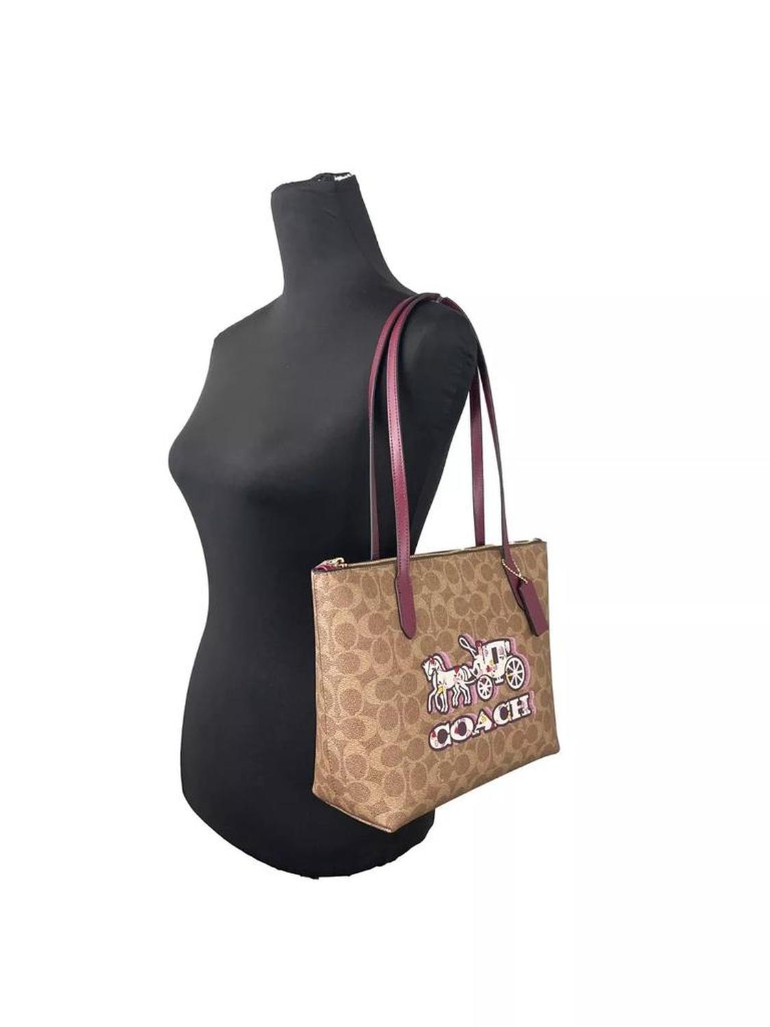 COACH Signature Canvas Fiona Zip Tote Bag Women's