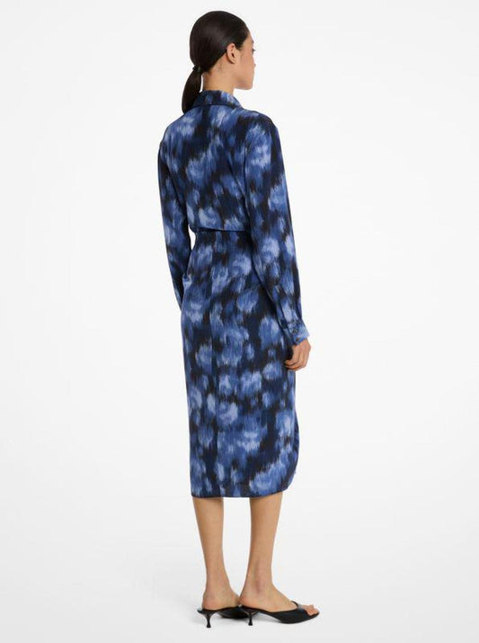 Floral Silk Crepe De Chine Shirtdress