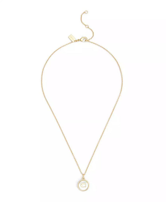 Signature Mother of Pearl Coin Pendant Necklace