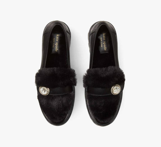 Women's Posh Winter Fur Loafers In Black