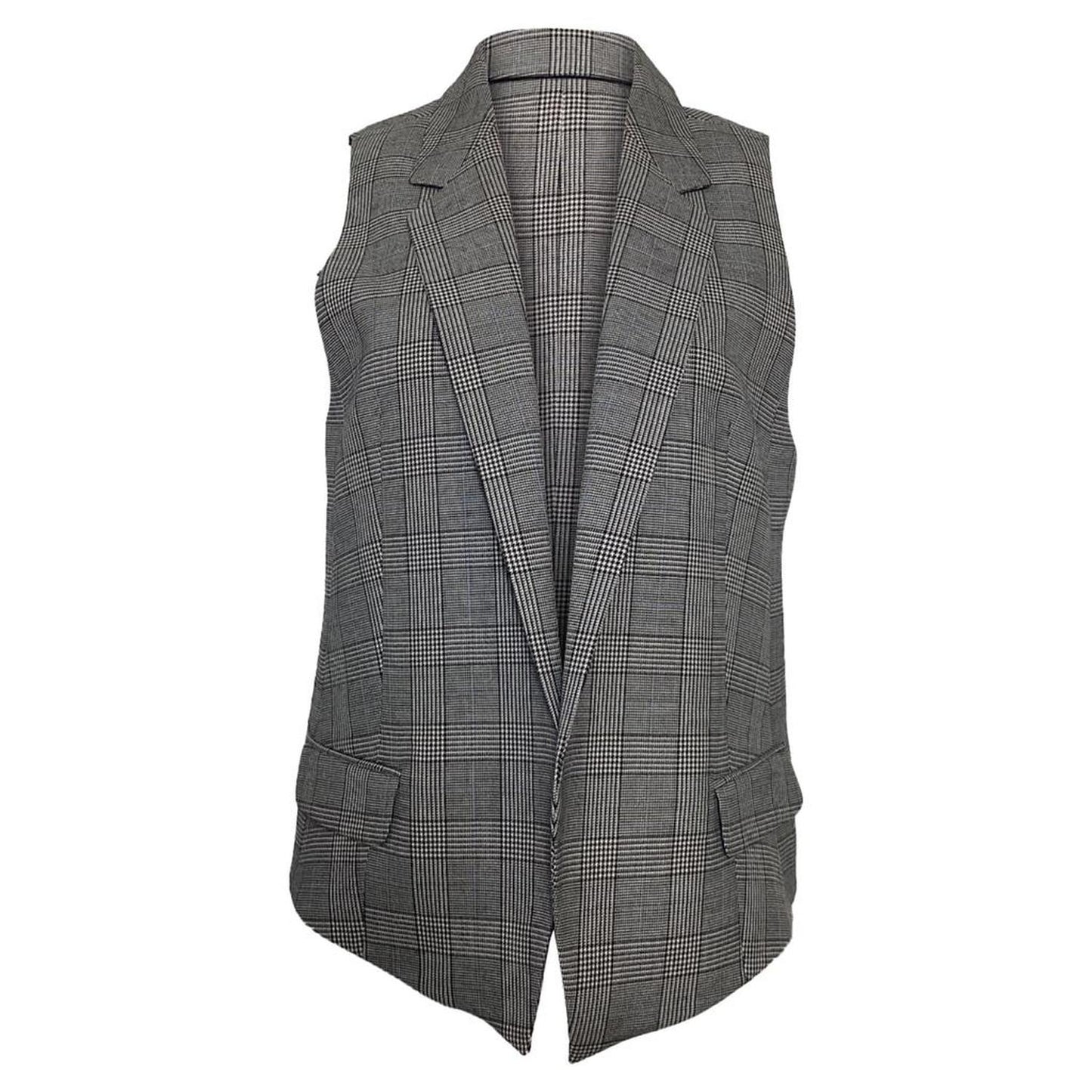 Collection Check Print Vest in Grey Wool
