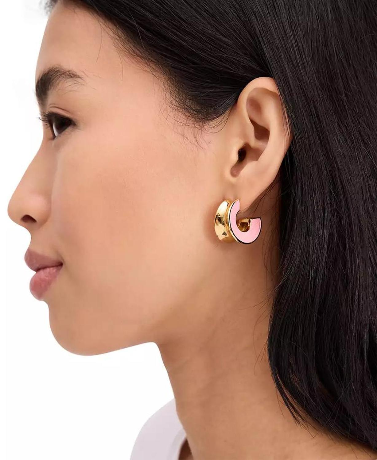 Small Concave Hoop Earrings, 0.82"