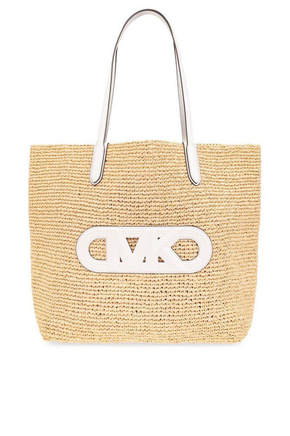 Michael Michael Kors Eliza Extra-Large Empire Logo Straw Tote Bag