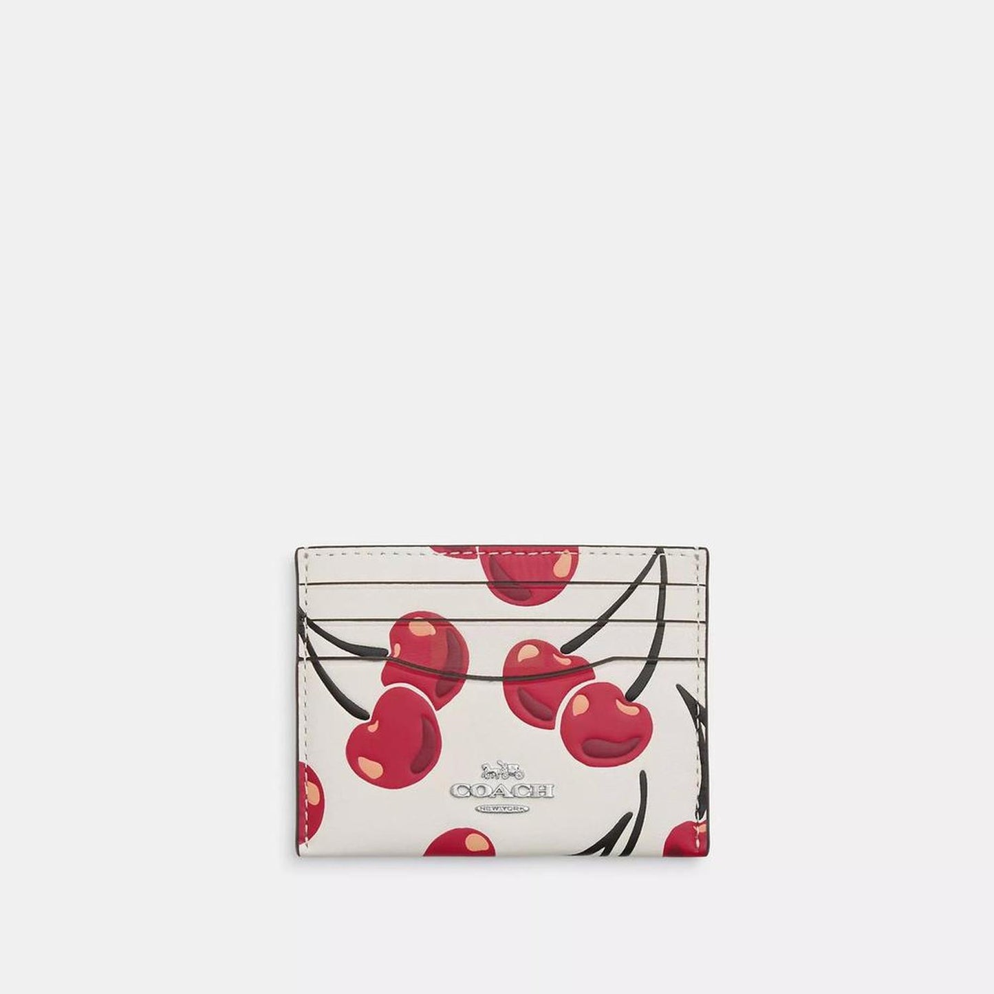 Slim Id Card Case With Cherry Print