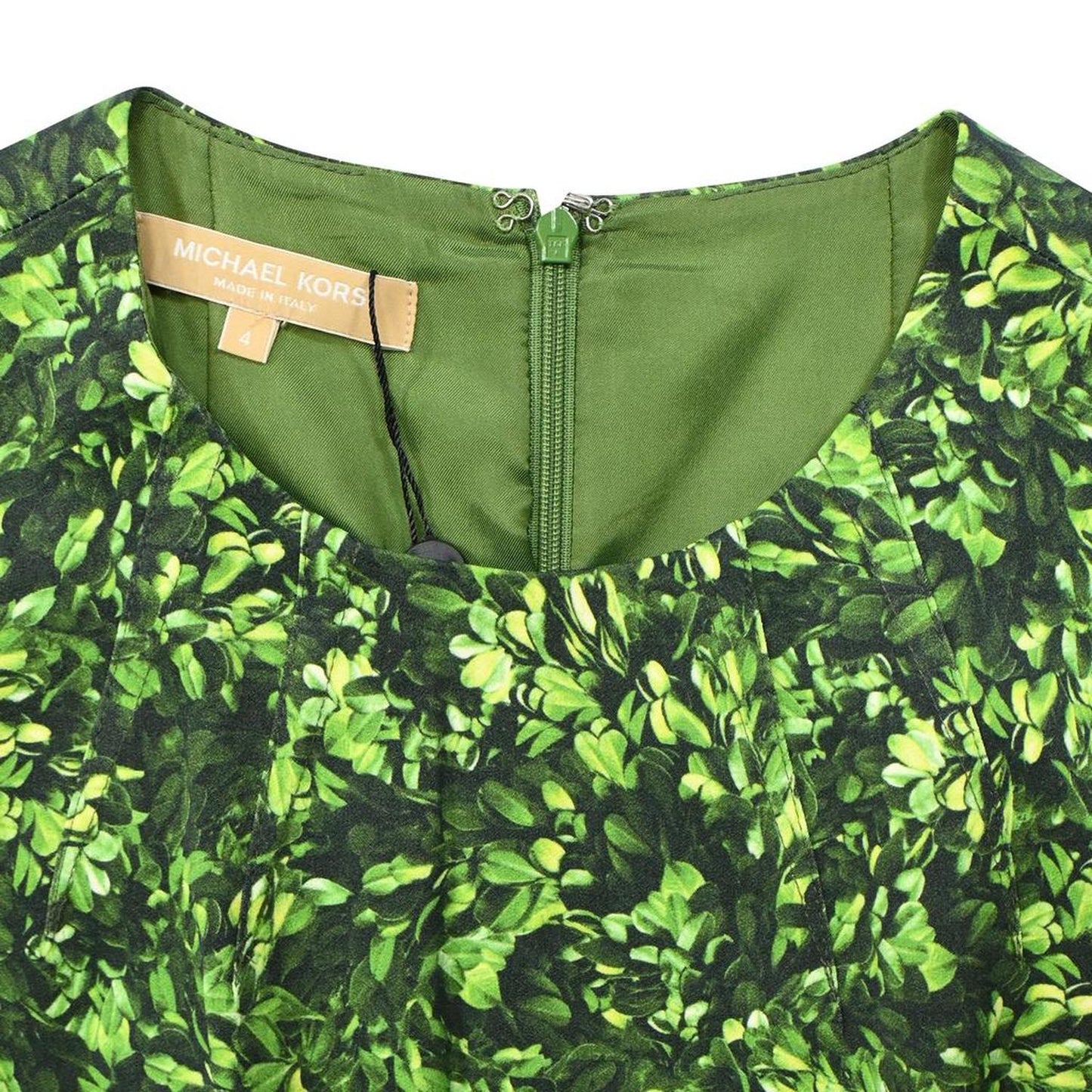 Printed Sheath Dress in Green Cotton