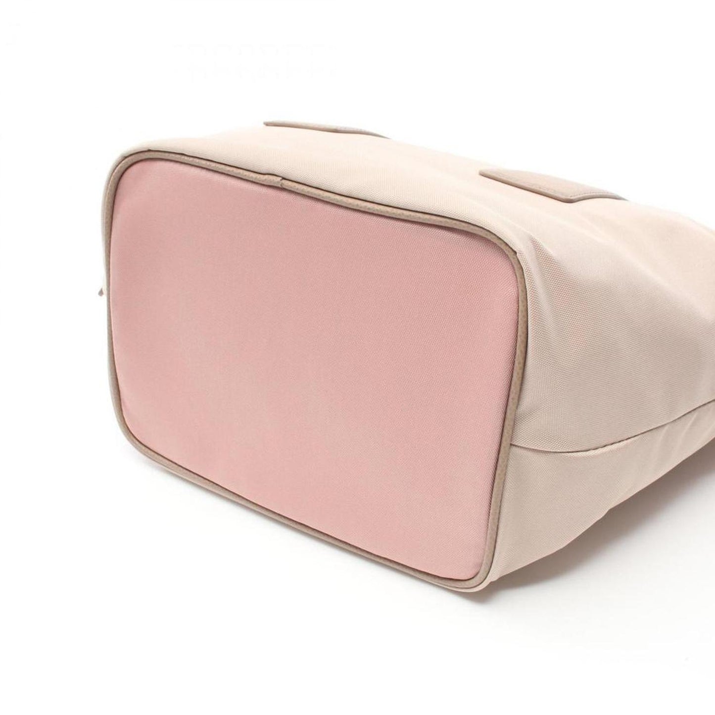 pink Leather Nylon Canvas Handbag