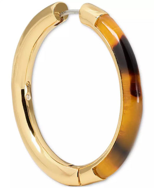 Gold-Tone Interlock Tortoise Medium Hoop Earrings, 1.34"