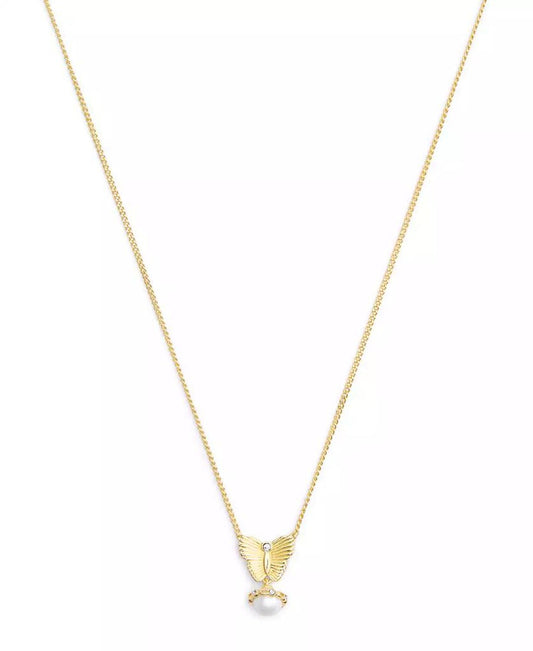 Faux Stone Signature Heritage Butterfly Cultivated Pearl Pendant Necklace