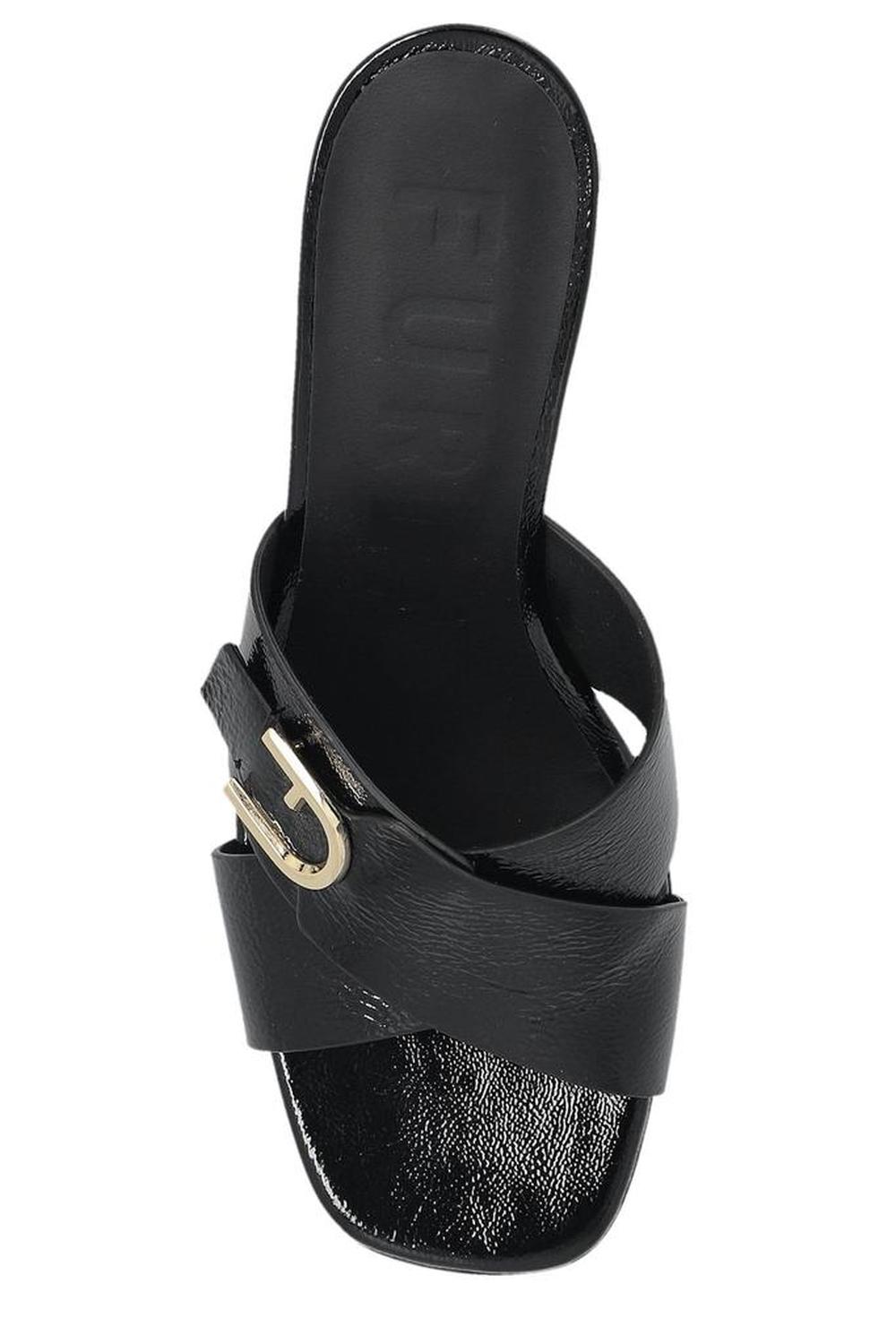 Furla Chic Buckle Detailed Heeled Mules