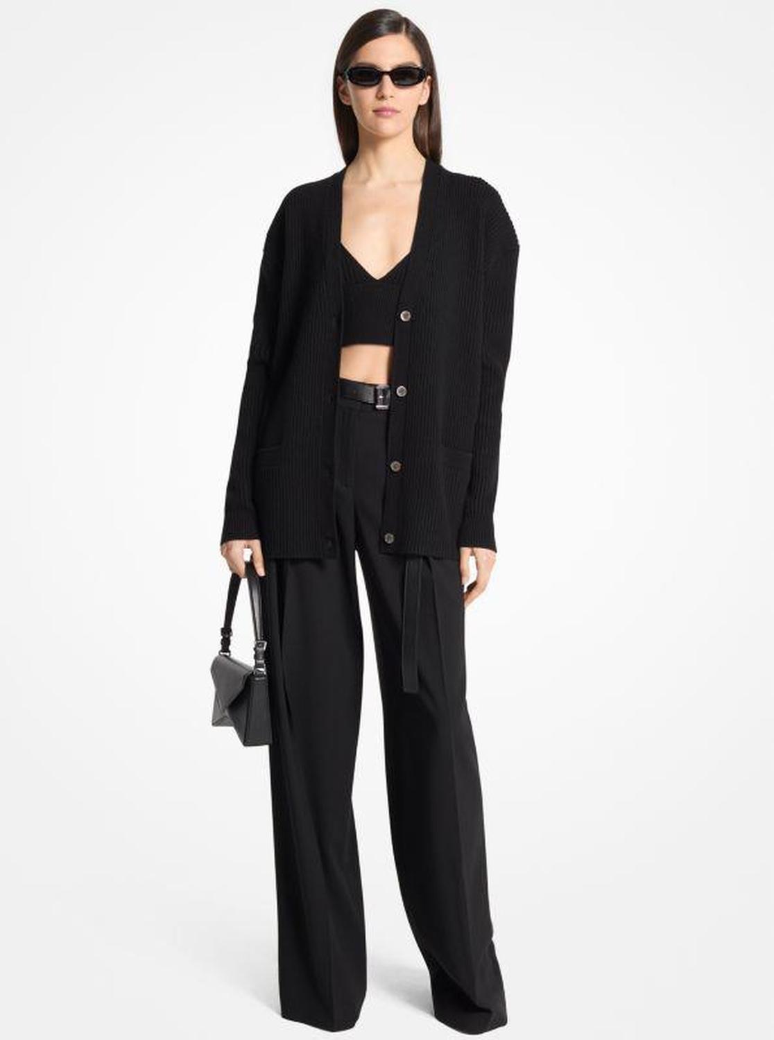 Ribbed Cashmere Blend Cardigan