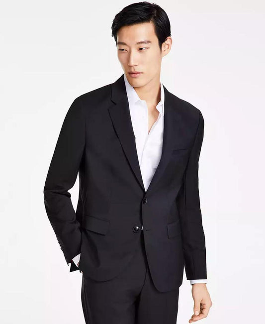 Boss Men's Modern Fit Black Wool Suit Jacket