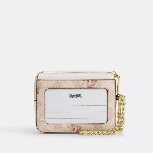 Zip Card Case In Signature Canvas With Floral Print