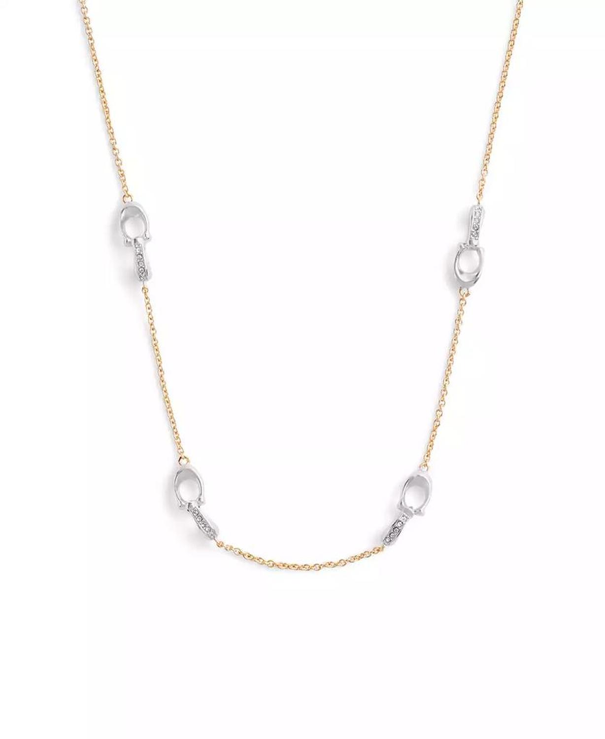 Faux Stone Signature Pavé C Strand Necklace