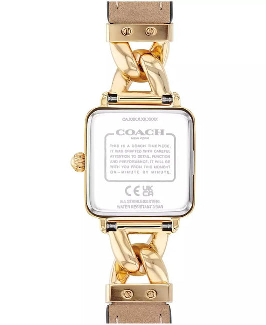 Women's Cass Gold Tone Stainless Steel and Saddle Leather Calfskin Strap Watch, 22mm