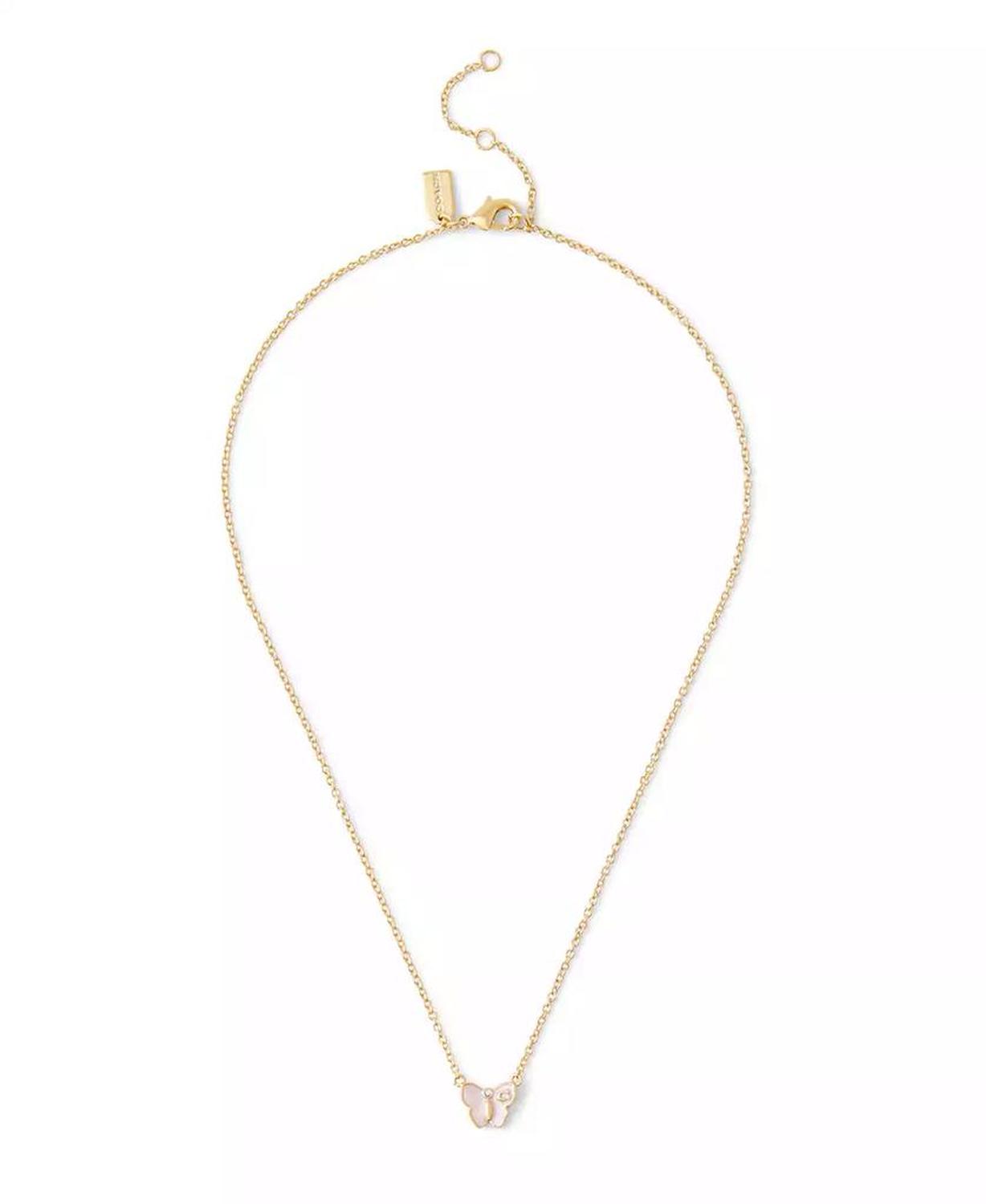 Signature Faux Stone Butterfly Pendant Necklace