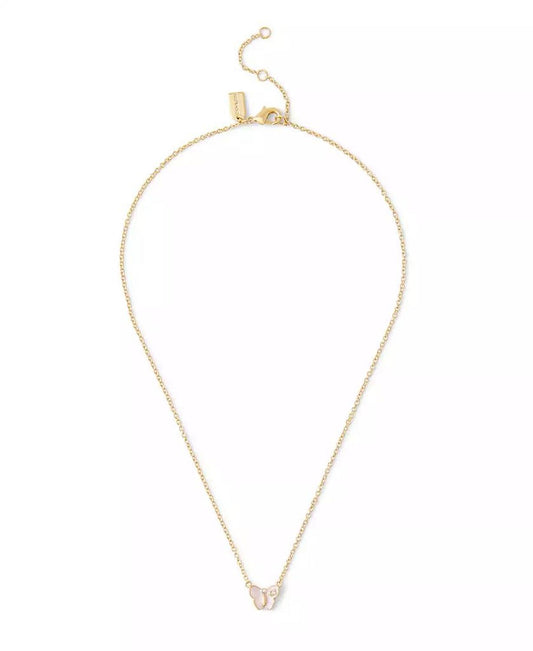 Signature Faux Stone Butterfly Pendant Necklace