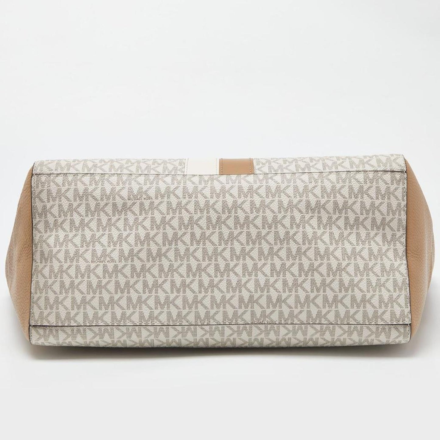 Michael Kors Vanilla/tan Siganture Coated Canvas And Leather Karlie Tote