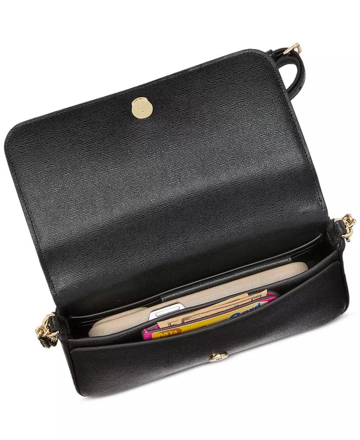 Devin Glitter Edge Saffiano Flap Chain Wallet