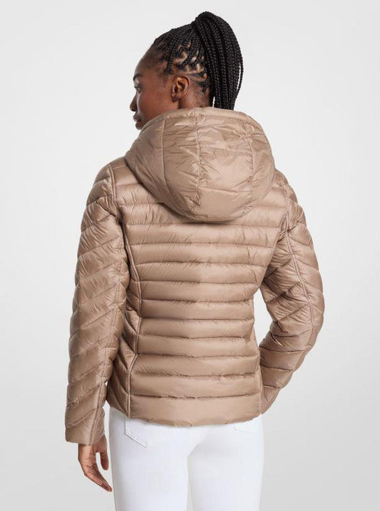 Chevron Logo Print Quilted Nylon Reversible Jacket