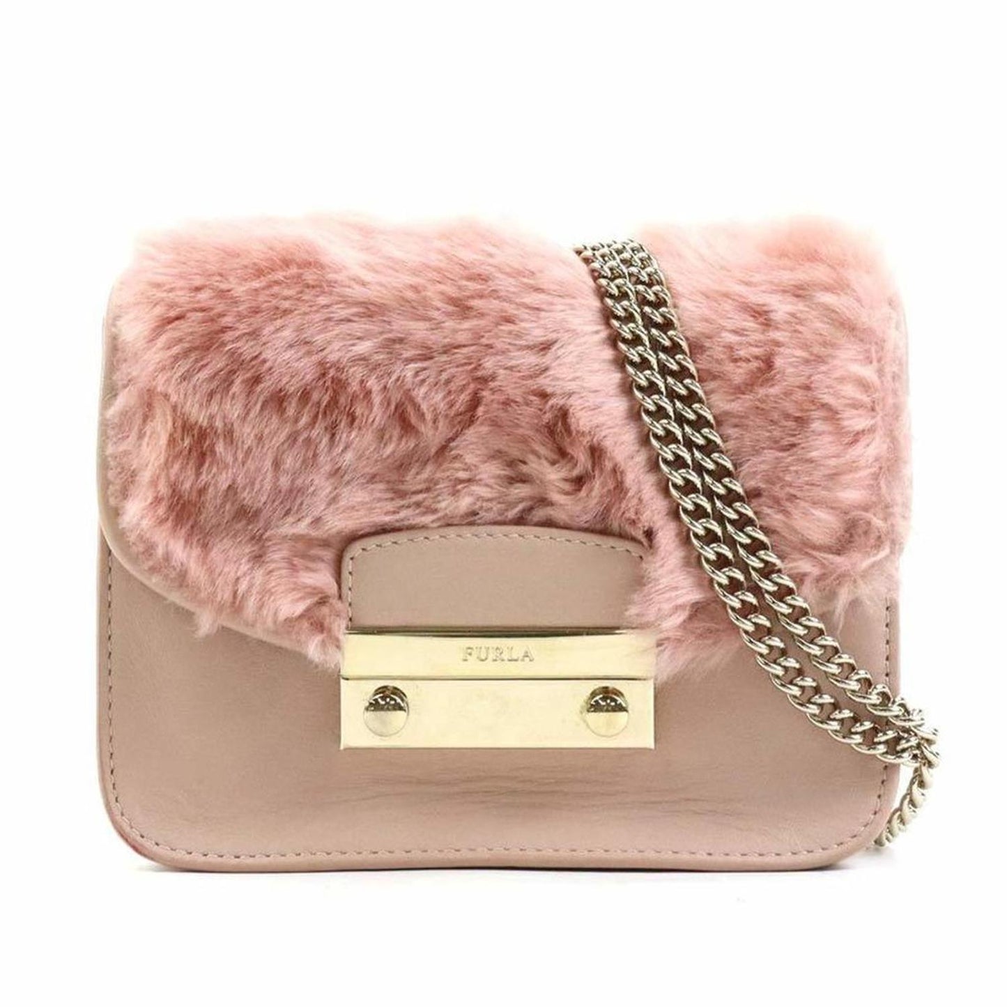 Fur Leather Shoulder Bag (Pre-Owned)