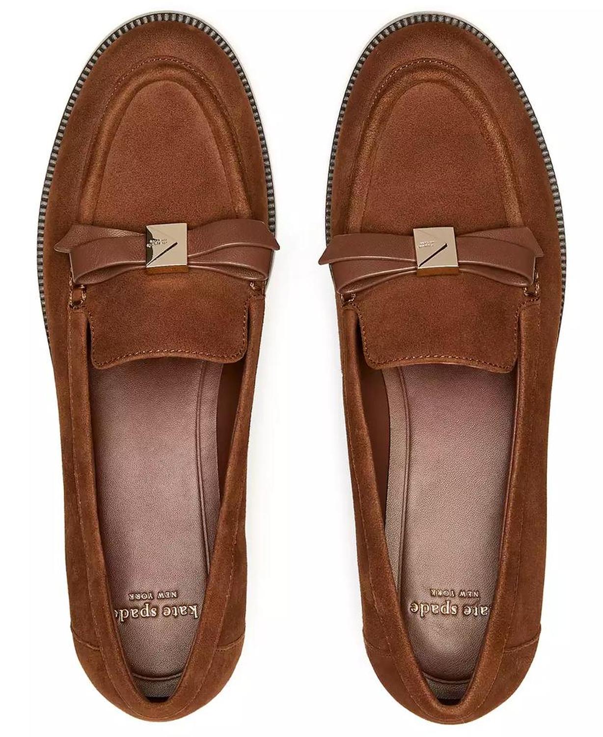 Women's Deco Bow Pebbled Leather Loafers