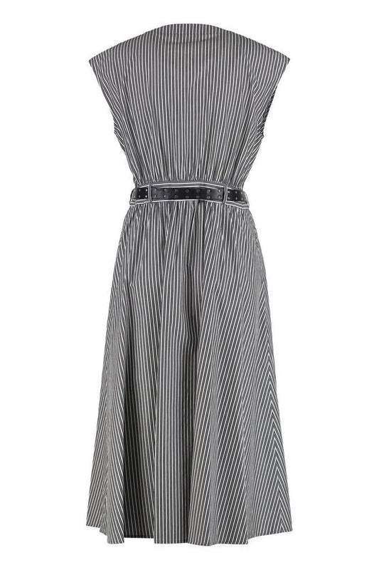 Michael Michael Kors Striped Poplin Belted Midi Dress