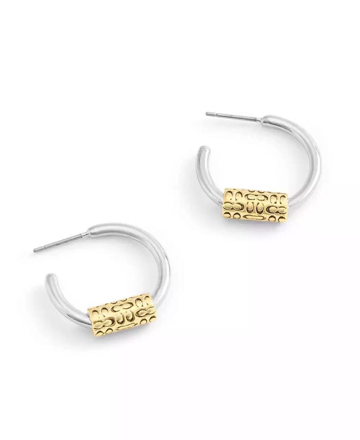 Small Signature Quilted Tube Huggie Earrings