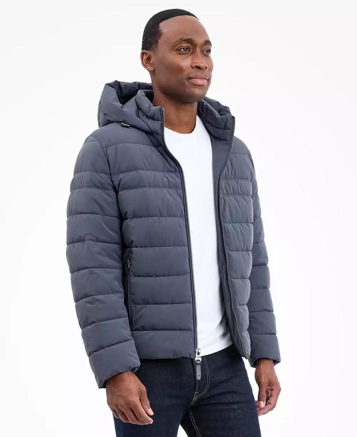 Men's Dressy Hooded Stretch Packable Jacket