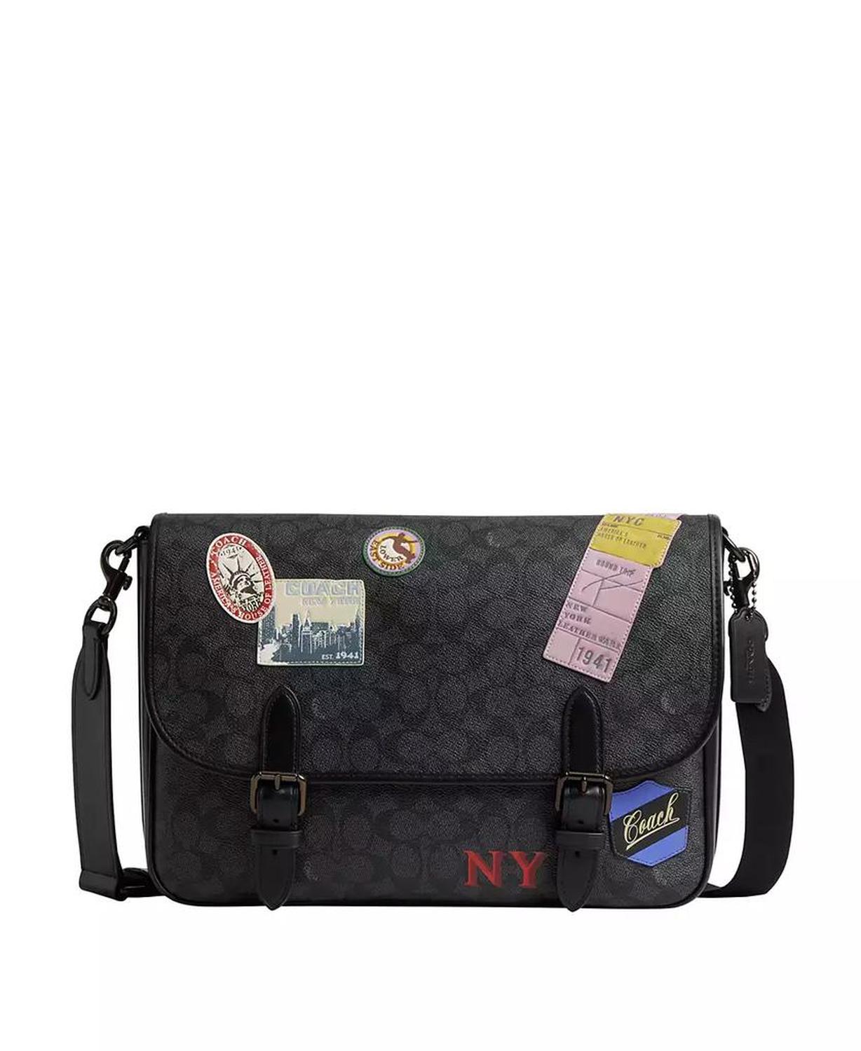 Men's Hitch Signature Canvas with Patches Messenger Bag