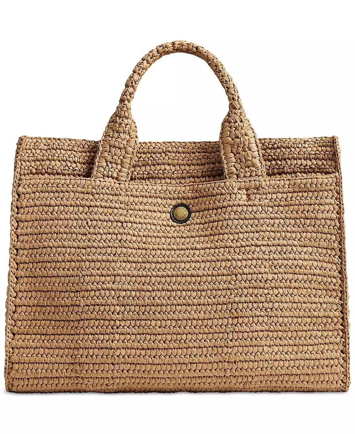 Cargo Embroidered Logo Straw Tote Bag