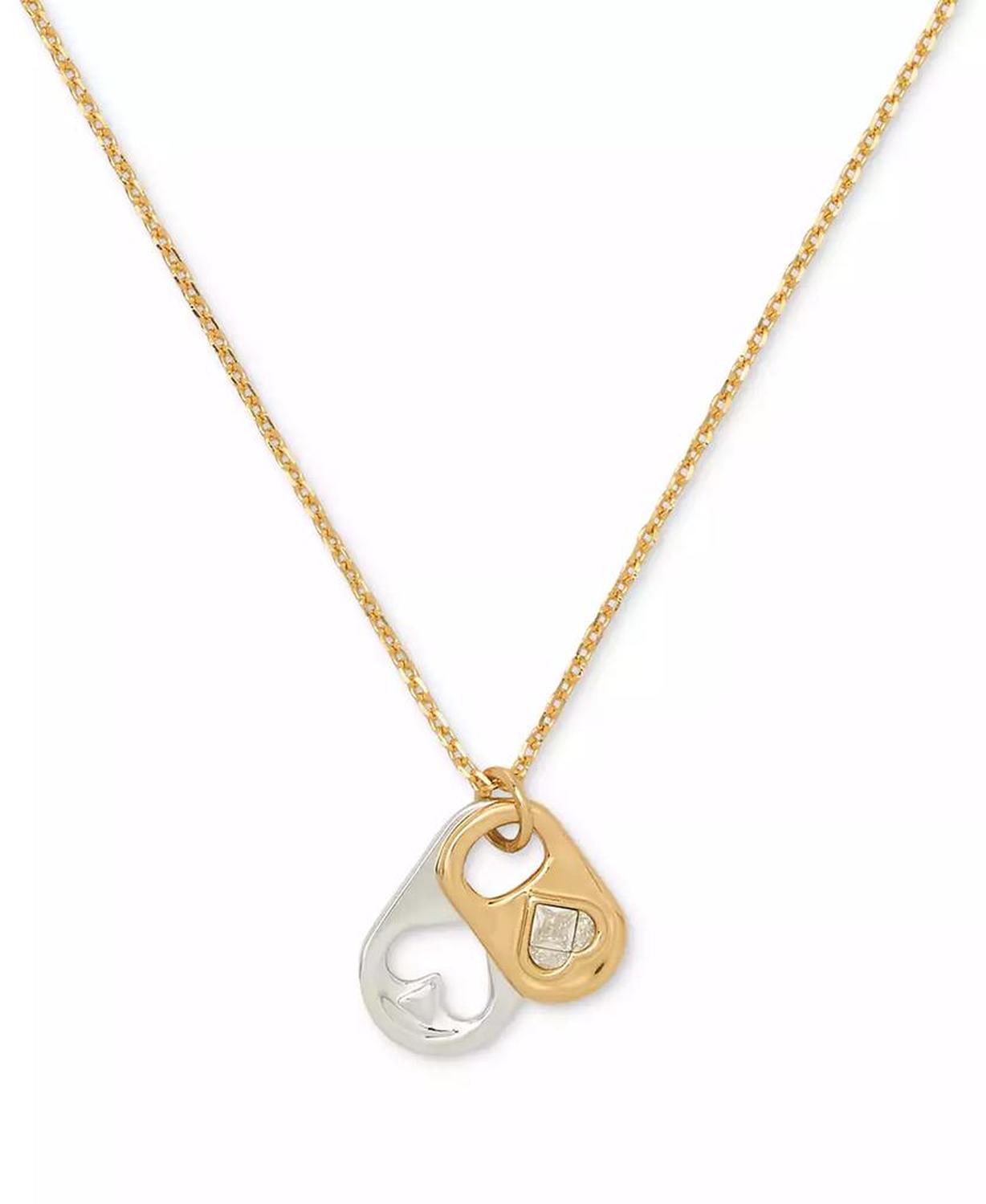 Two-Tone Double Pop Tab Pendant Necklace, 16" + 3" extender