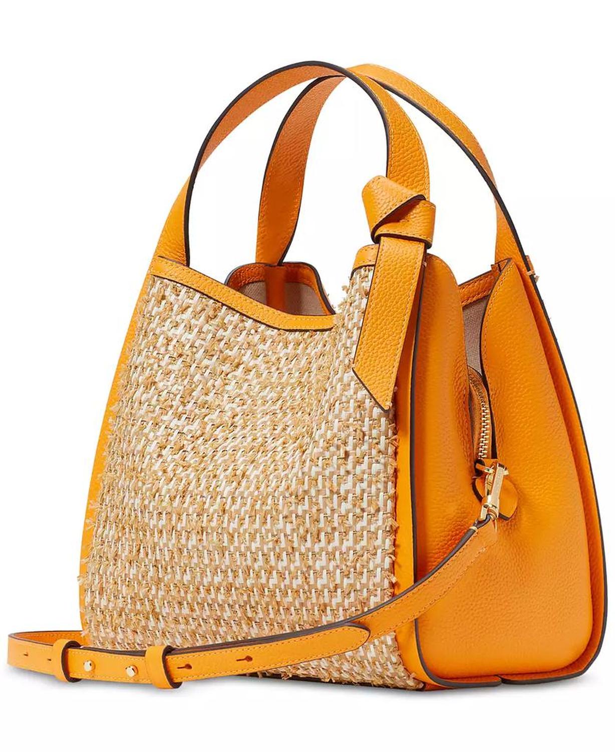 Knott Raffia Tweed Crossbody Tote