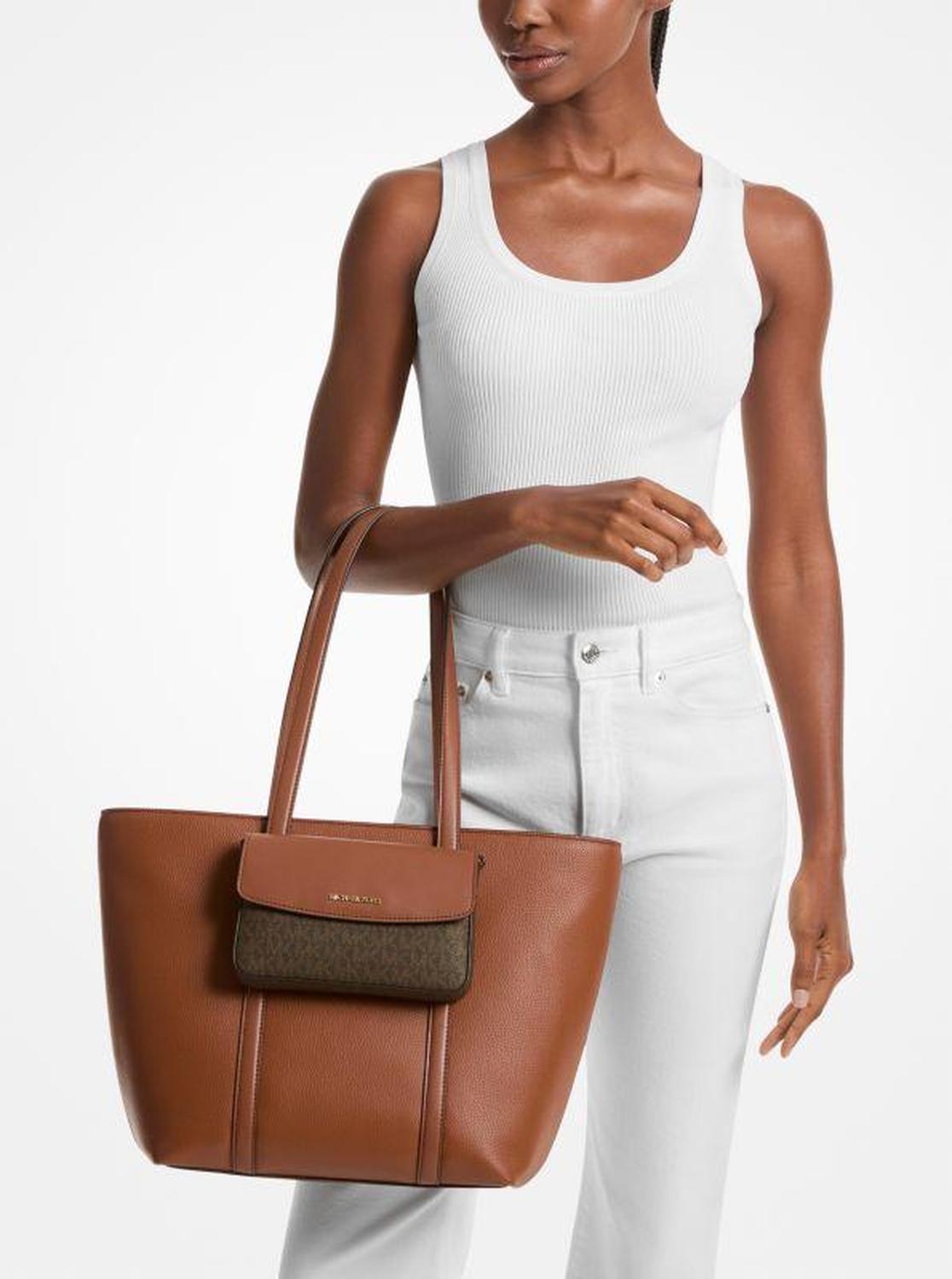 Jet Set 2-in-1 Pebbled Leather and Logo Tote Bag