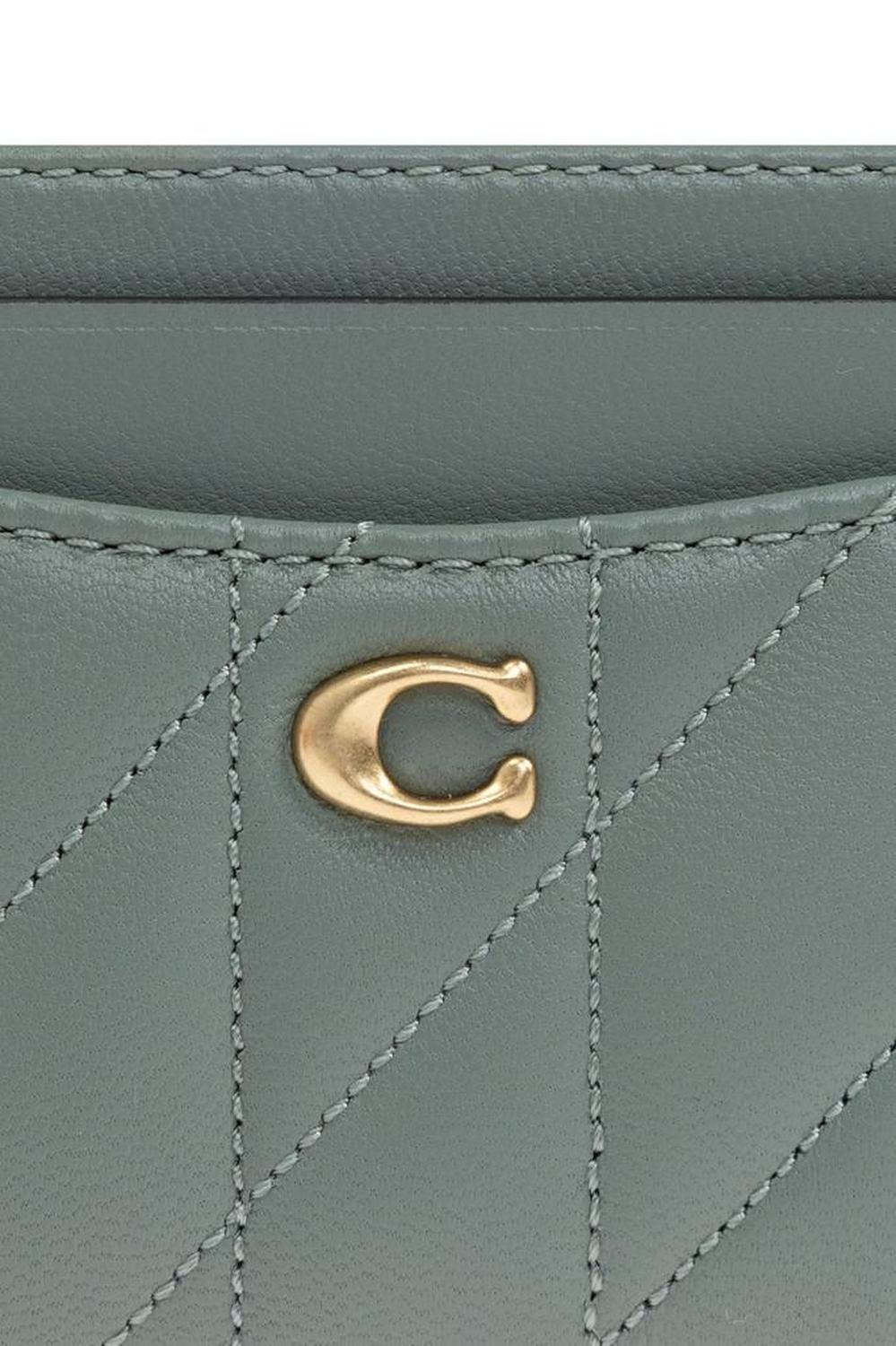 Coach Logo Plaque Quilted Card Case