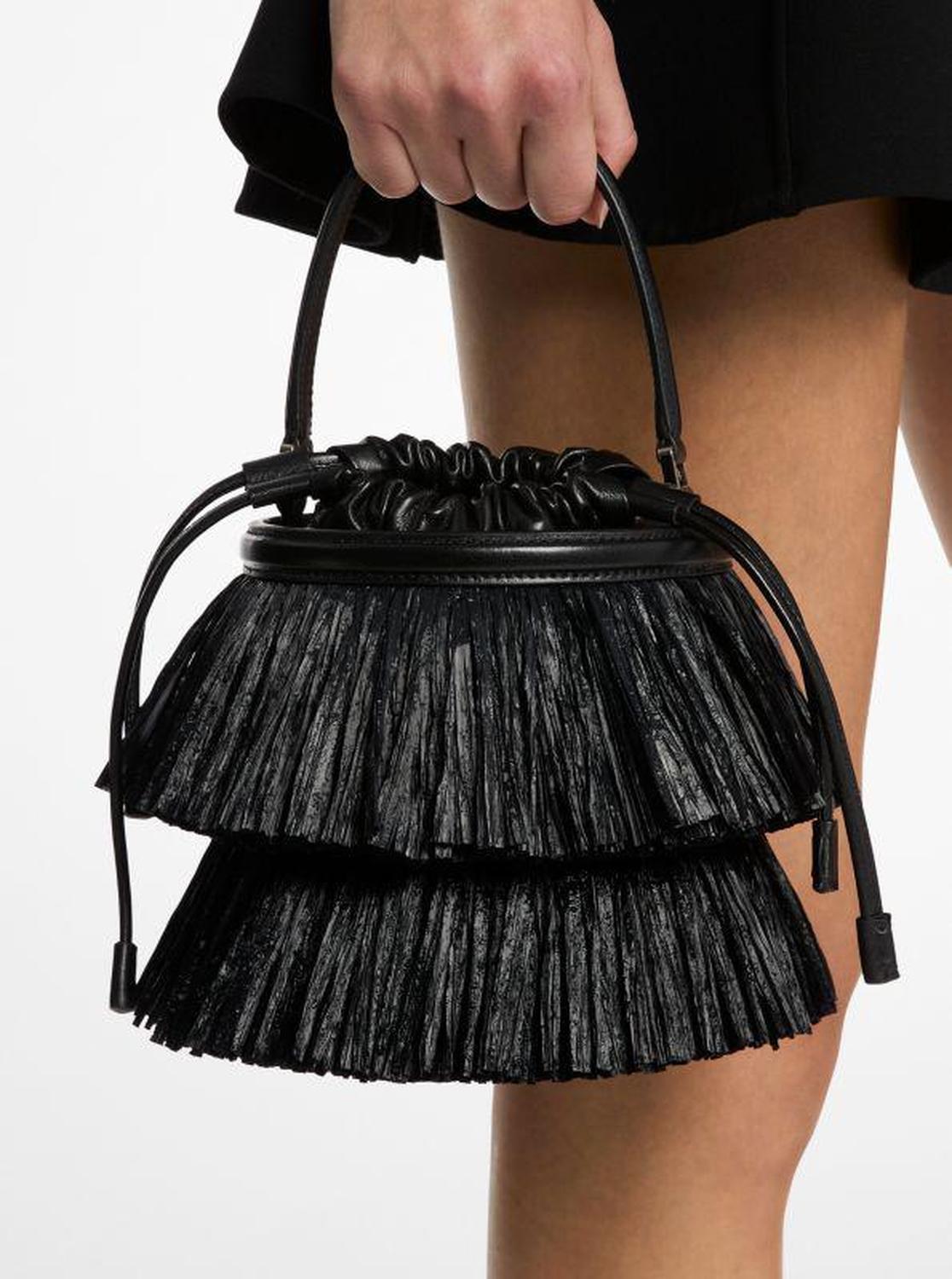 Ischia Mini Leather and Fringe Bucket Bag