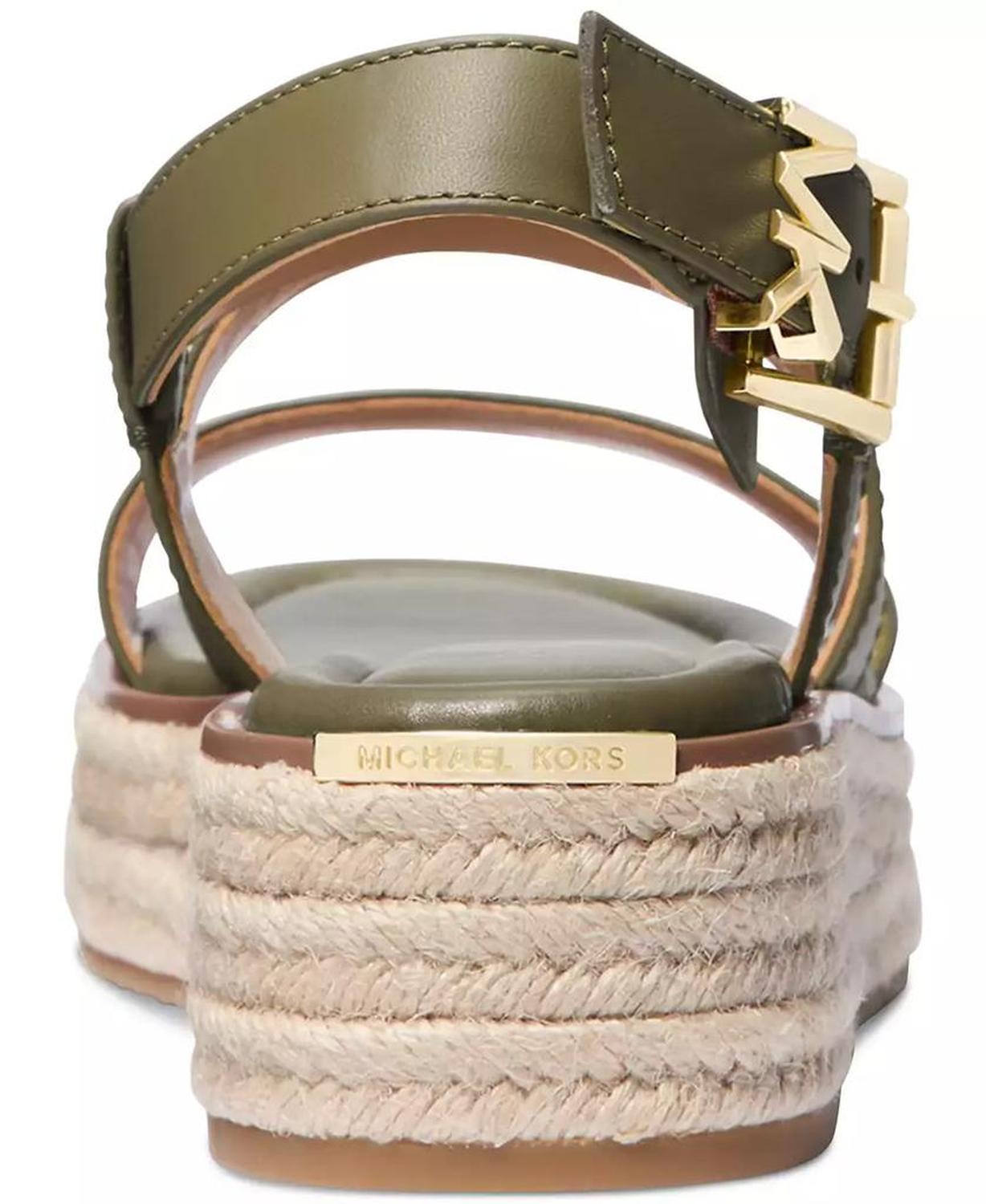 MICHAEL Lynn Leather Buckled Espadrille Sandals
