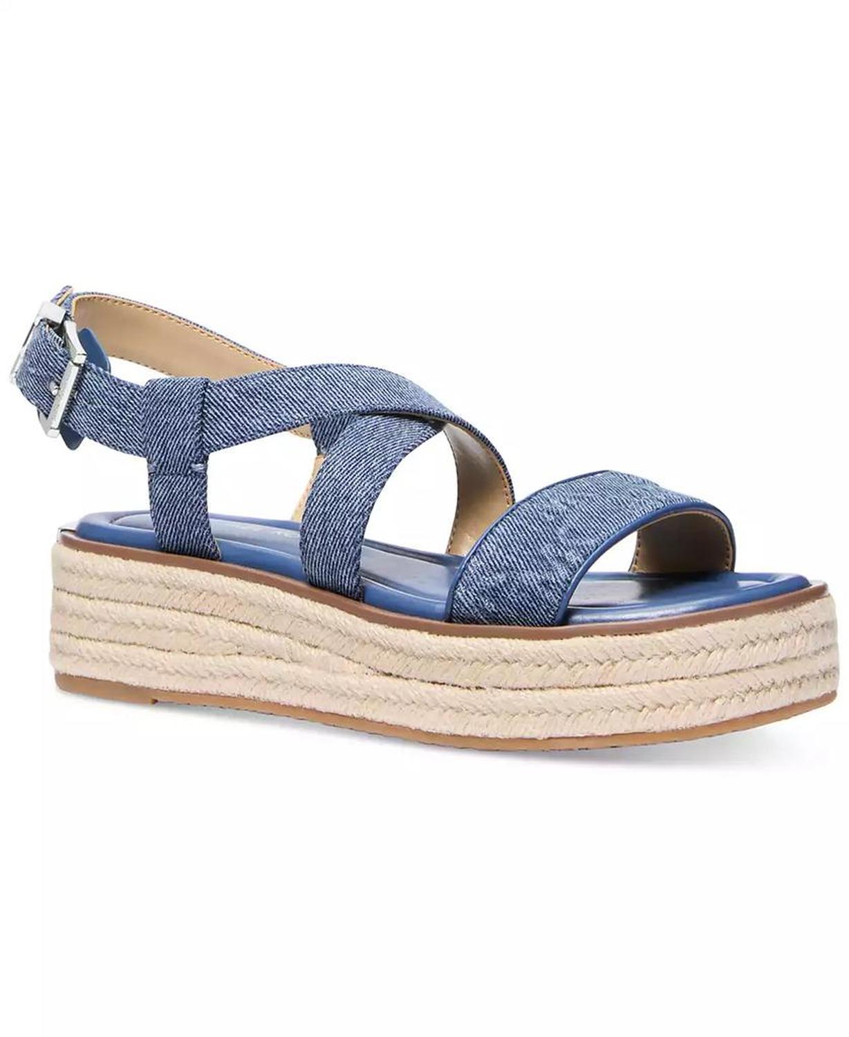 MICHAEL Lynn Leather Buckled Espadrille Sandals