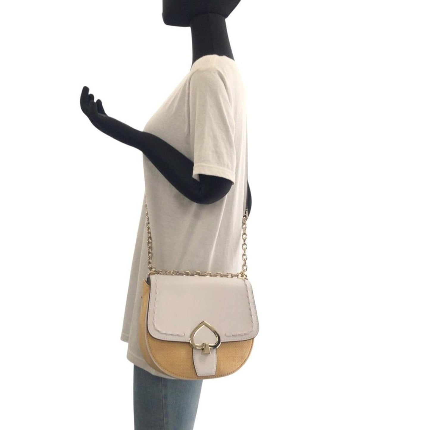 Leather Raffia Pochette Shoulder Bag (Pre-Owned)