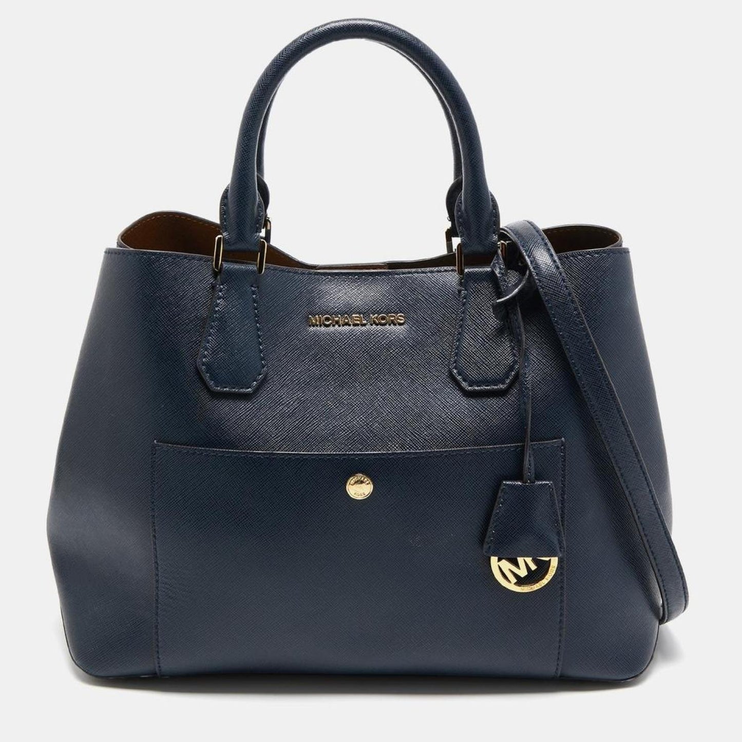 Michael Kors Navy Leather Front Pocket Tote