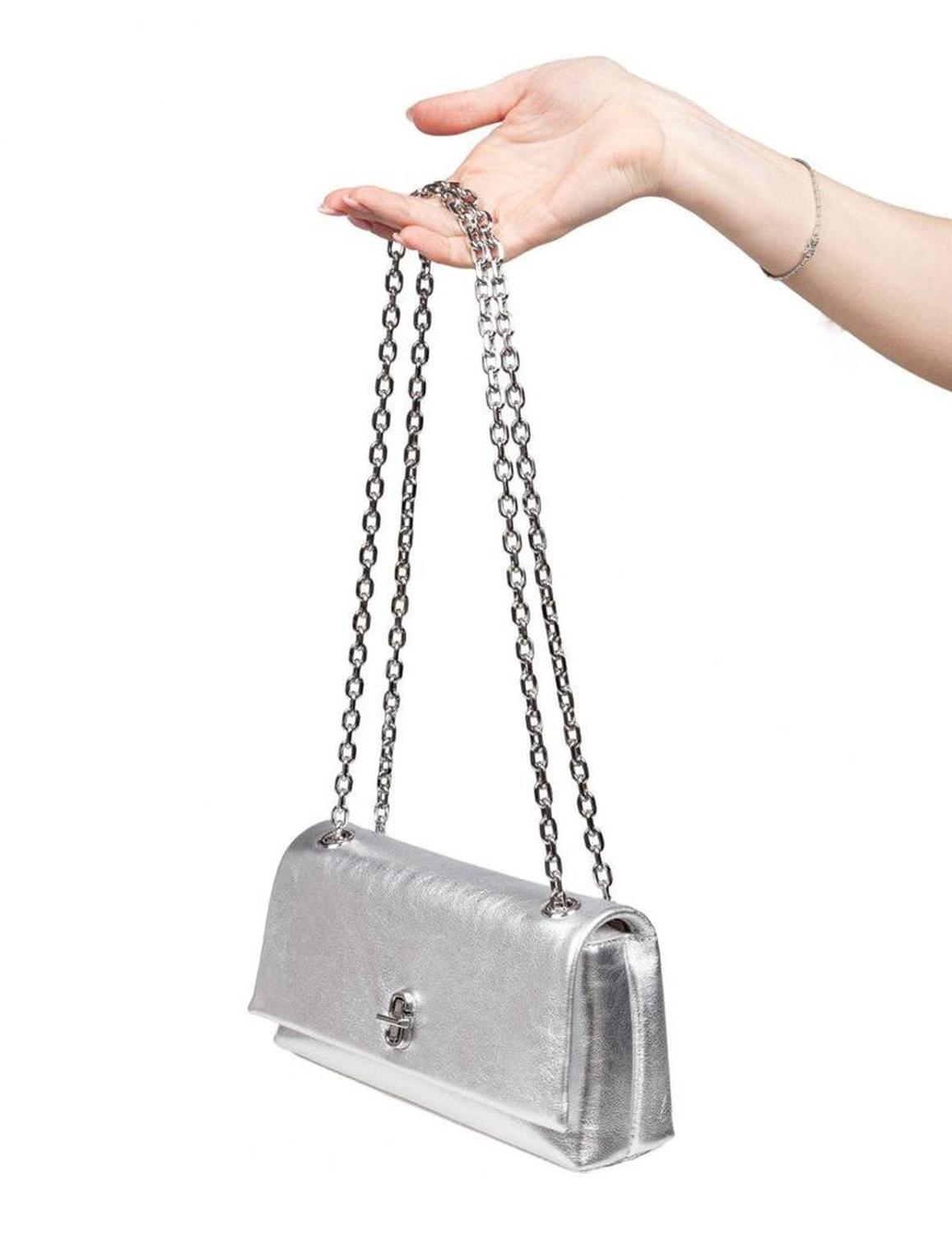 Silver Laminated Leather Wallet Bag