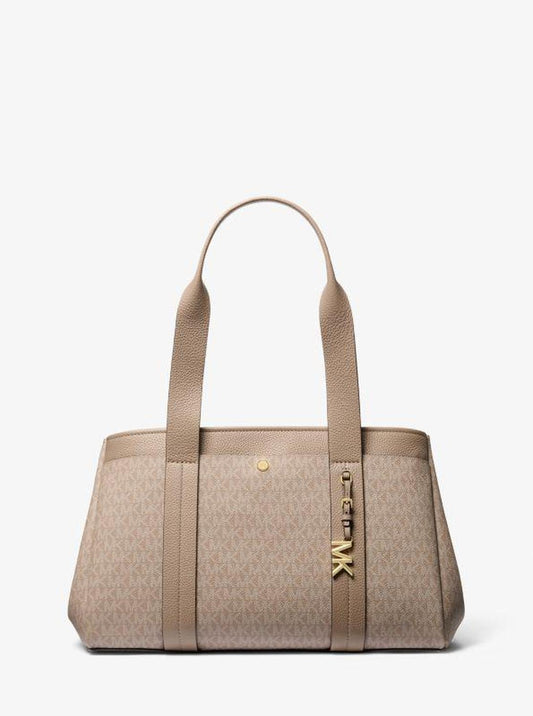 Romee Large Signature Logo and Leather Tote Bag