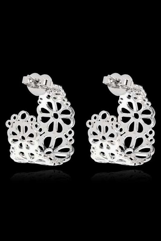 Kate Spade Flower Lace Cut-Out Hoop Earrings