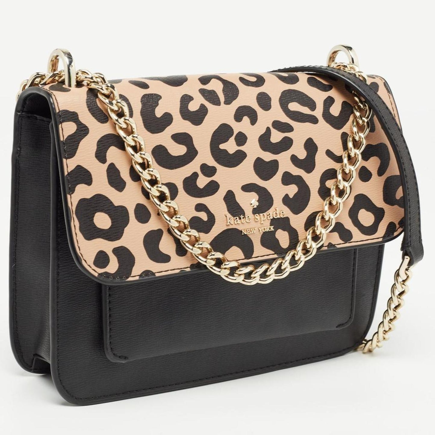 Kate Spade Leopard Print Leather Remi Flap Chain Crossbody Bag