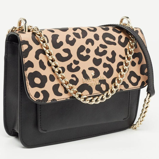 Kate Spade Leopard Print Leather Remi Flap Chain Crossbody Bag