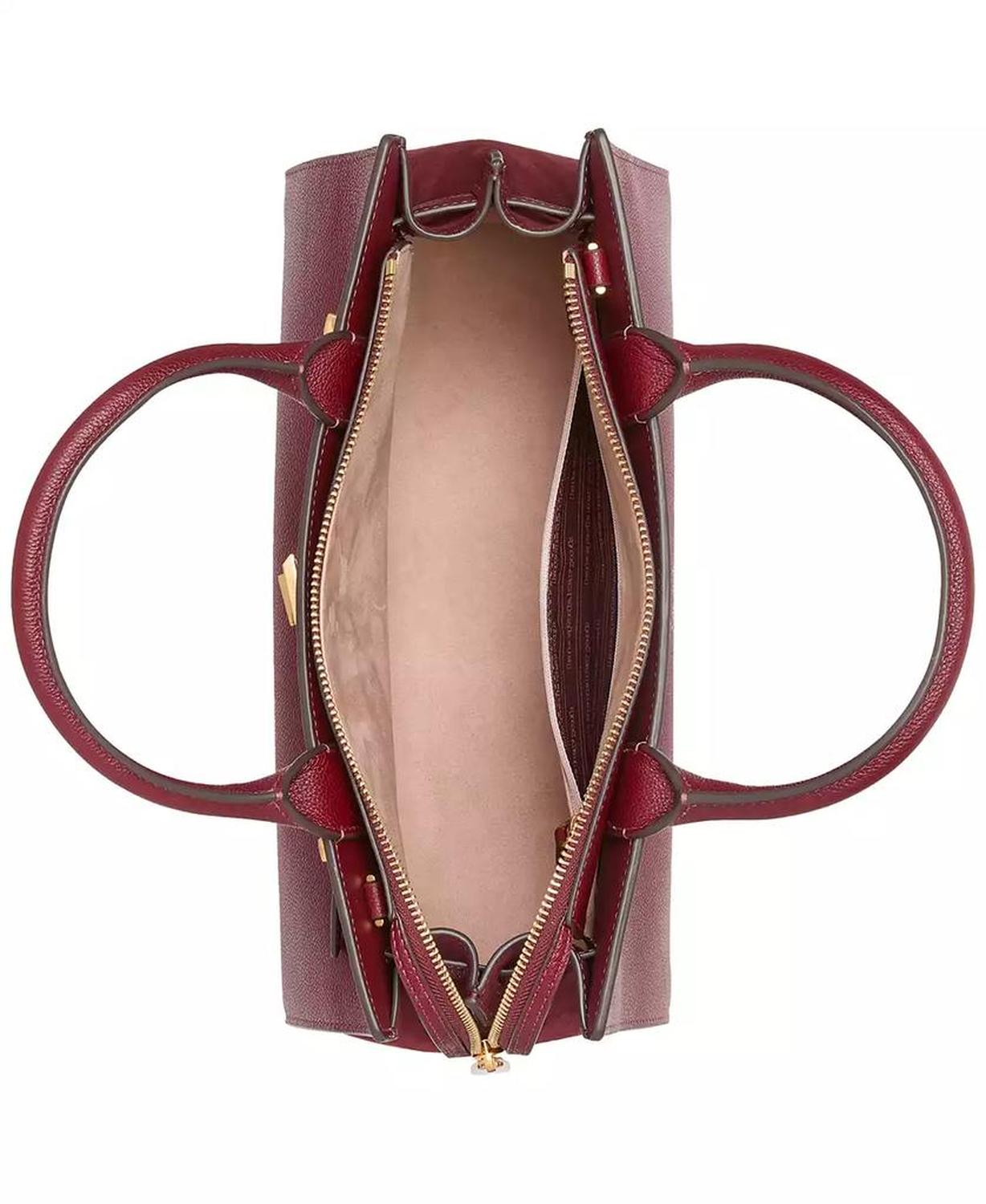 Deco Pebbled Leather and Suede Medium Satchel