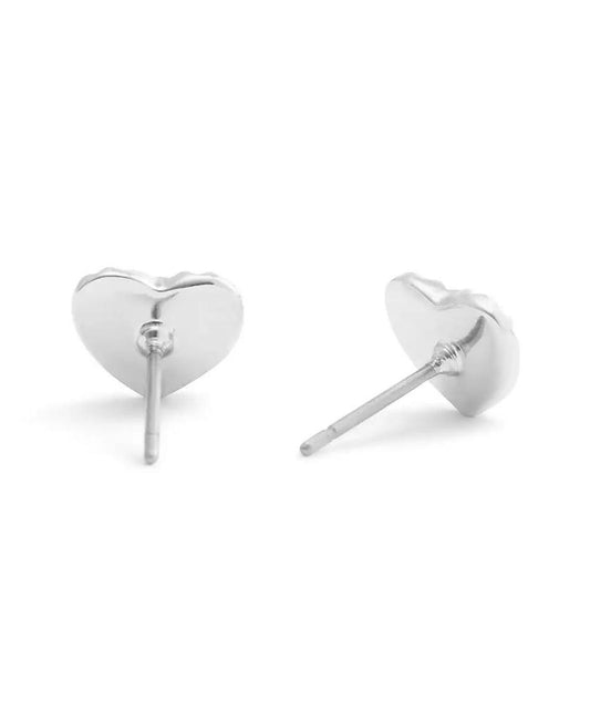 Rhodium Signature Heritage Heart Stud Earrings