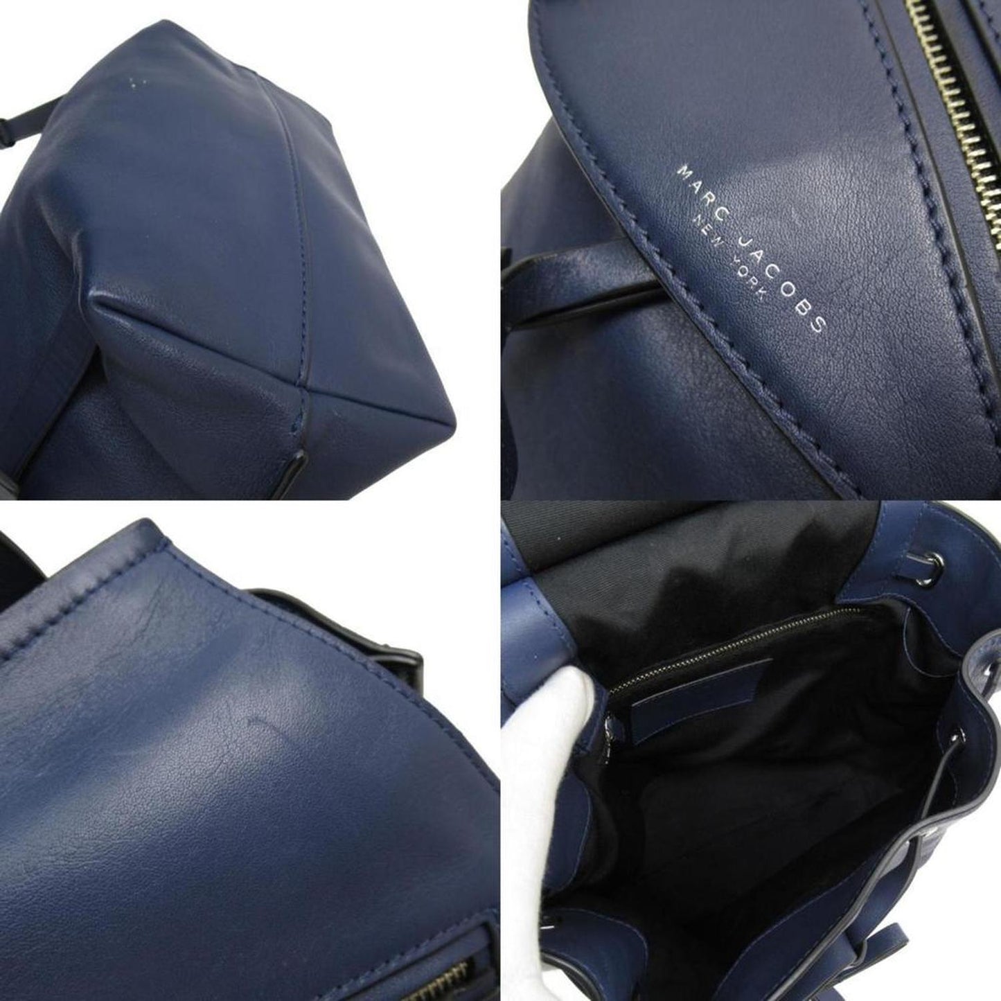 blue Navy Leather Backpack (Pre-Owned)