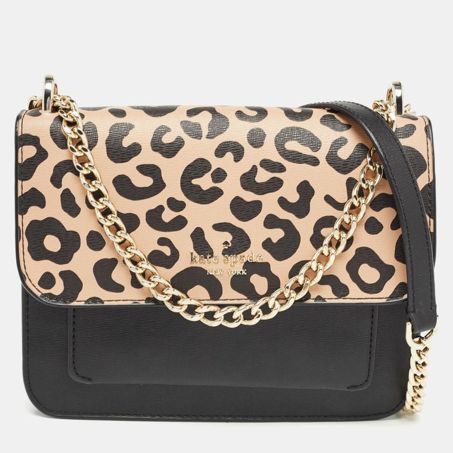 Kate Spade Leopard Print Leather Remi Flap Chain Crossbody Bag